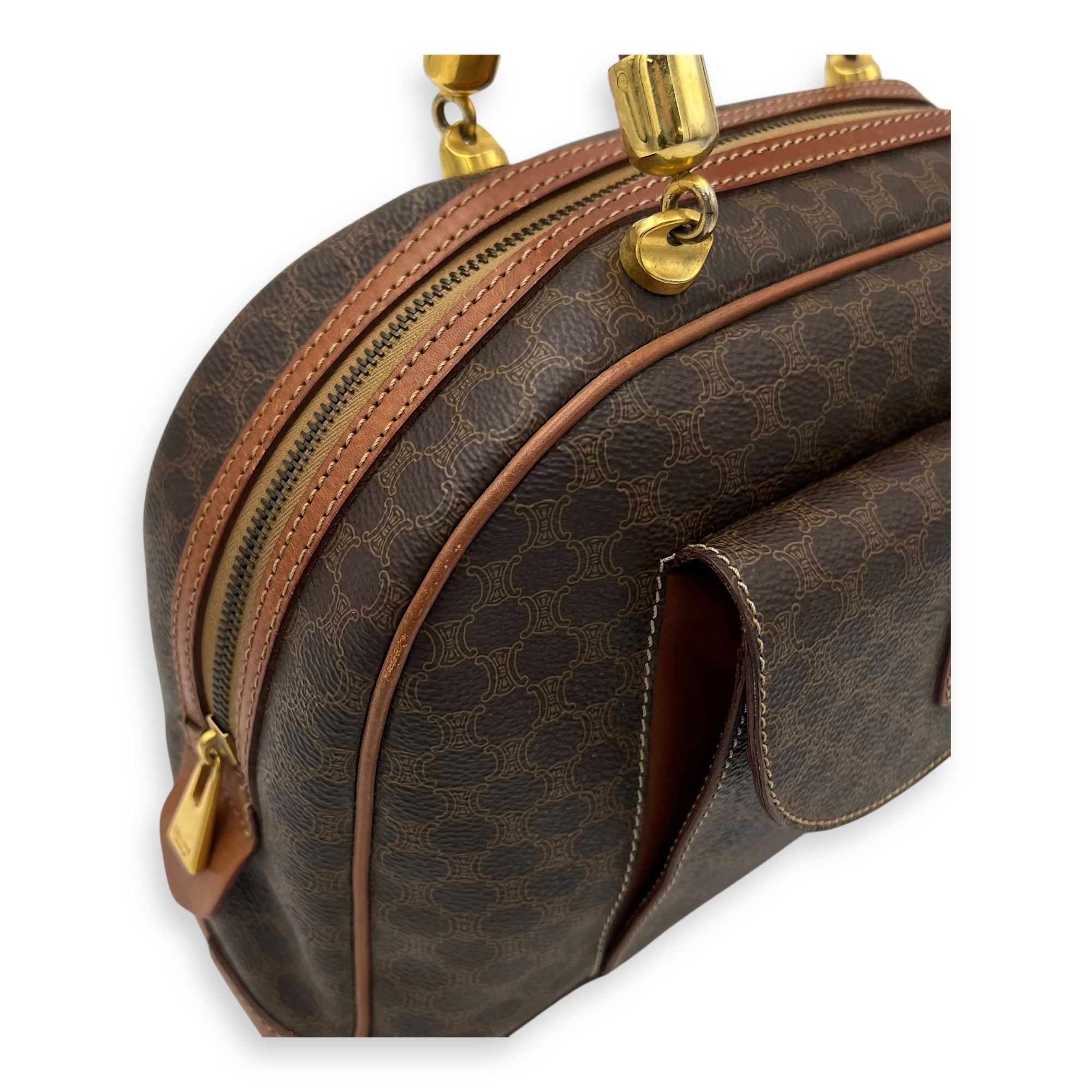 Macadam Top Handle Bag Brown in Coated Canvas, Gold hardware - Image 9
