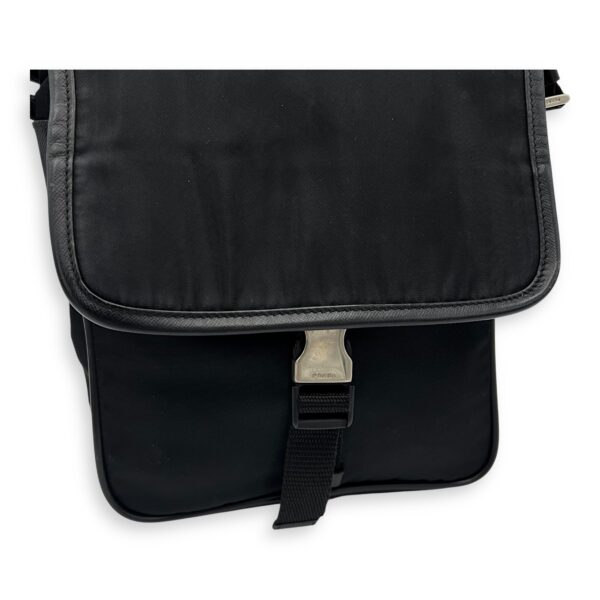 Logo Messenger Black in Nylon, Silver hardware - Image 10