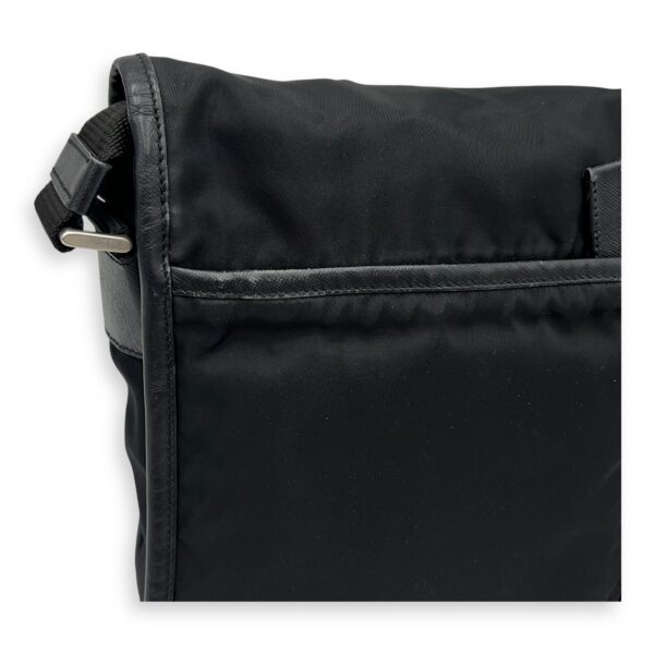 Logo Messenger Black in Nylon, Silver hardware - Image 9