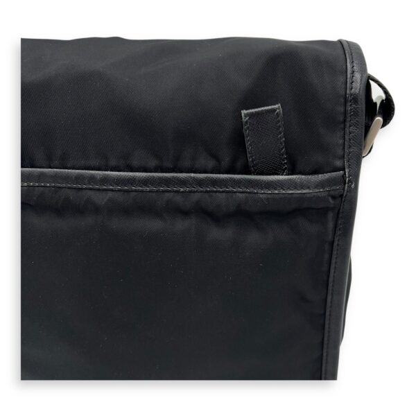 Logo Messenger Black in Nylon, Silver hardware - Image 8