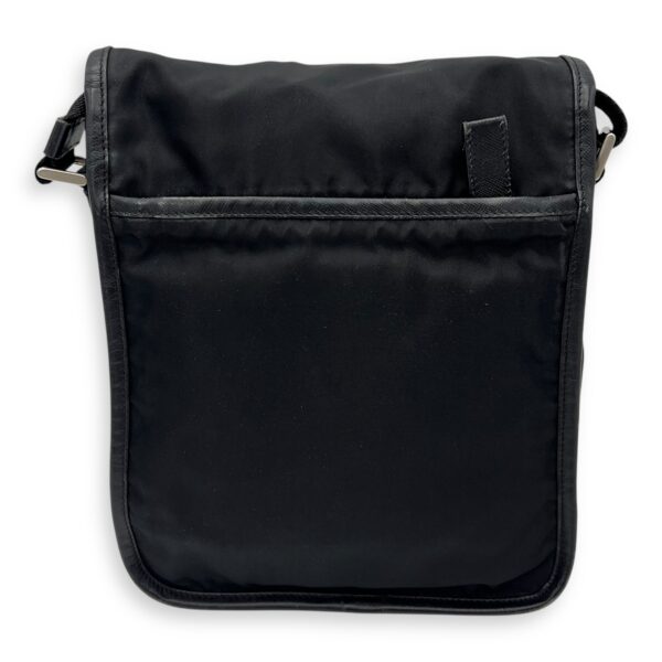 Logo Messenger Black in Nylon, Silver hardware - Image 3