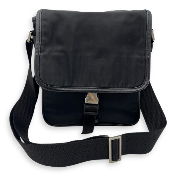 Logo Messenger Black in Nylon, Silver hardware - Image 17