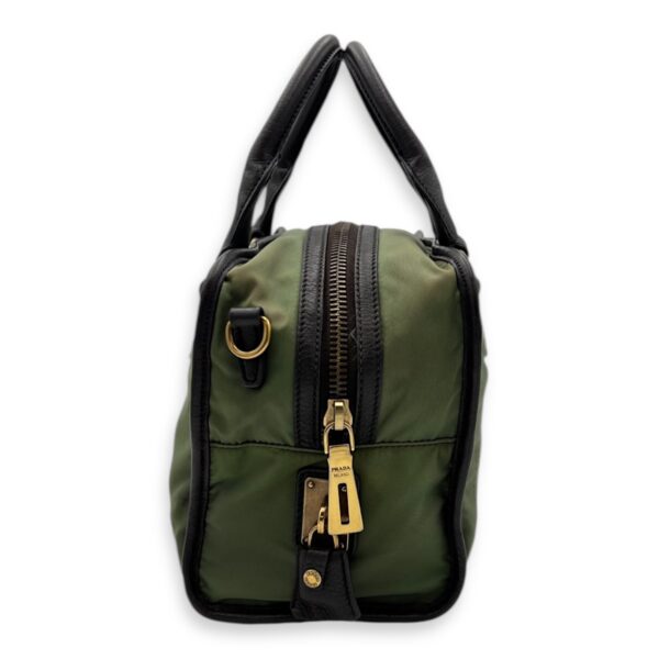 Logo Green Top Handle Bag in Jacquard Nylon, Gold hardware - Image 5