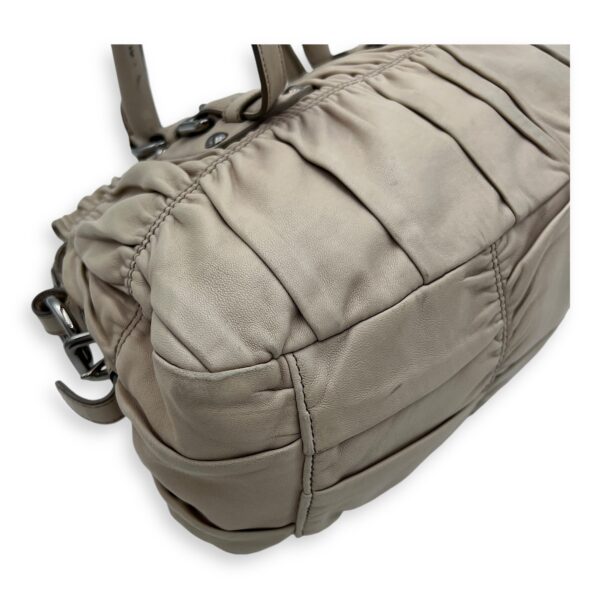 Gaufre Satchel Beige Top Handle Bag in Lambskin, Silver hardware - Image 18