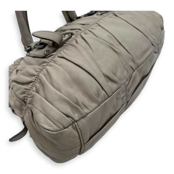 Gaufre Satchel Beige Top Handle Bag in Lambskin, Silver hardware - Image 20