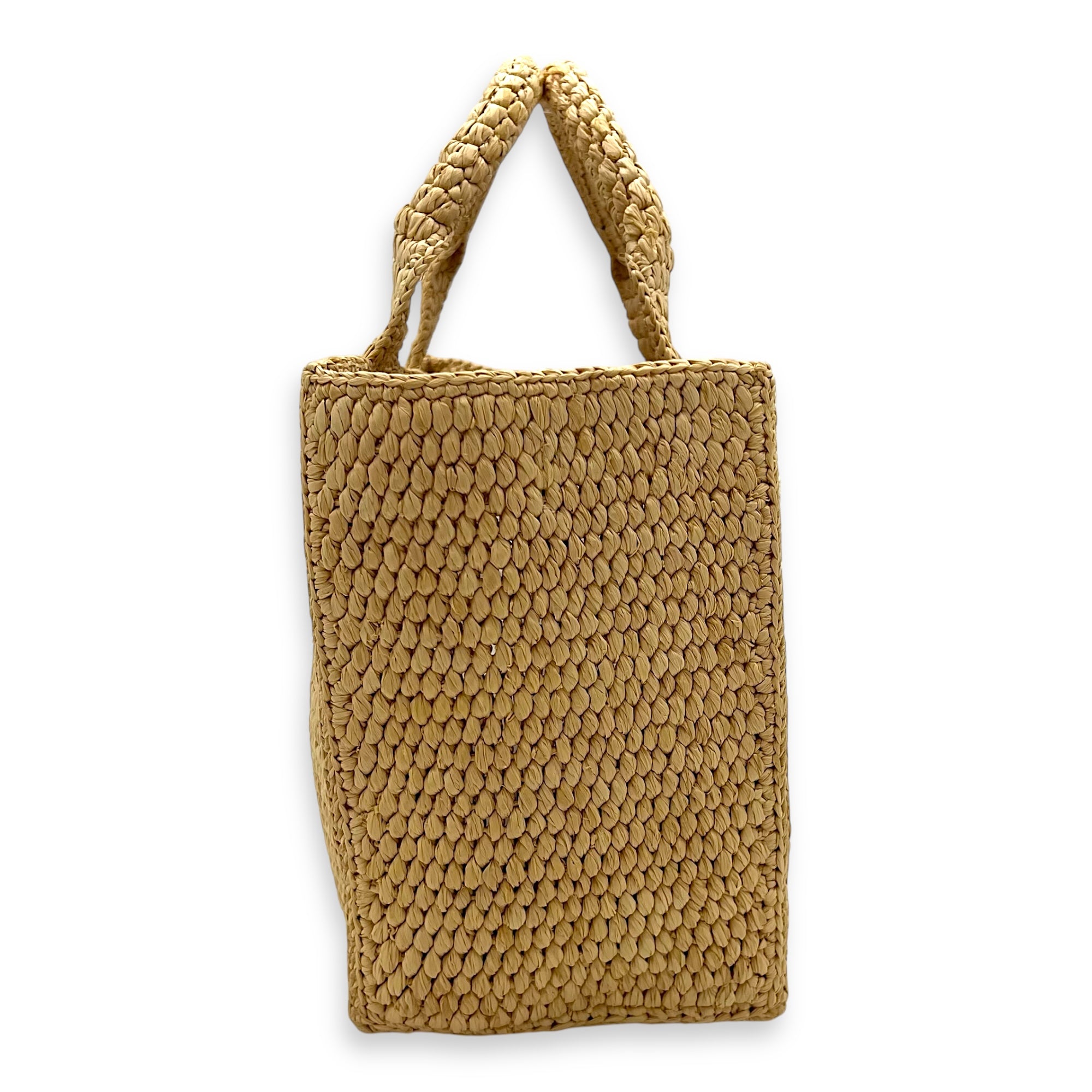 Triomphe Tote Bag Brown in Raffia, Gold hardware - Image 5