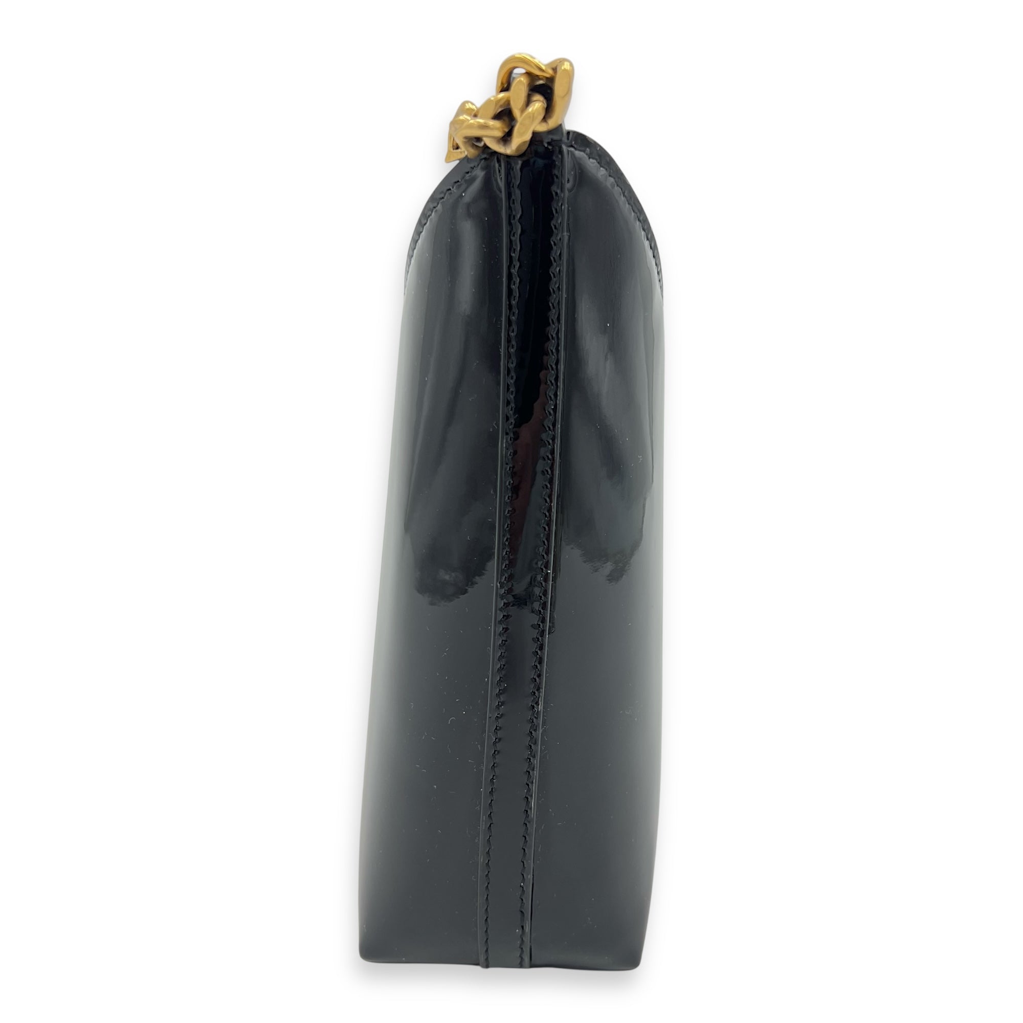 Logo Bucket Bag Black in Patent Leather, Gold hardware - Image 5