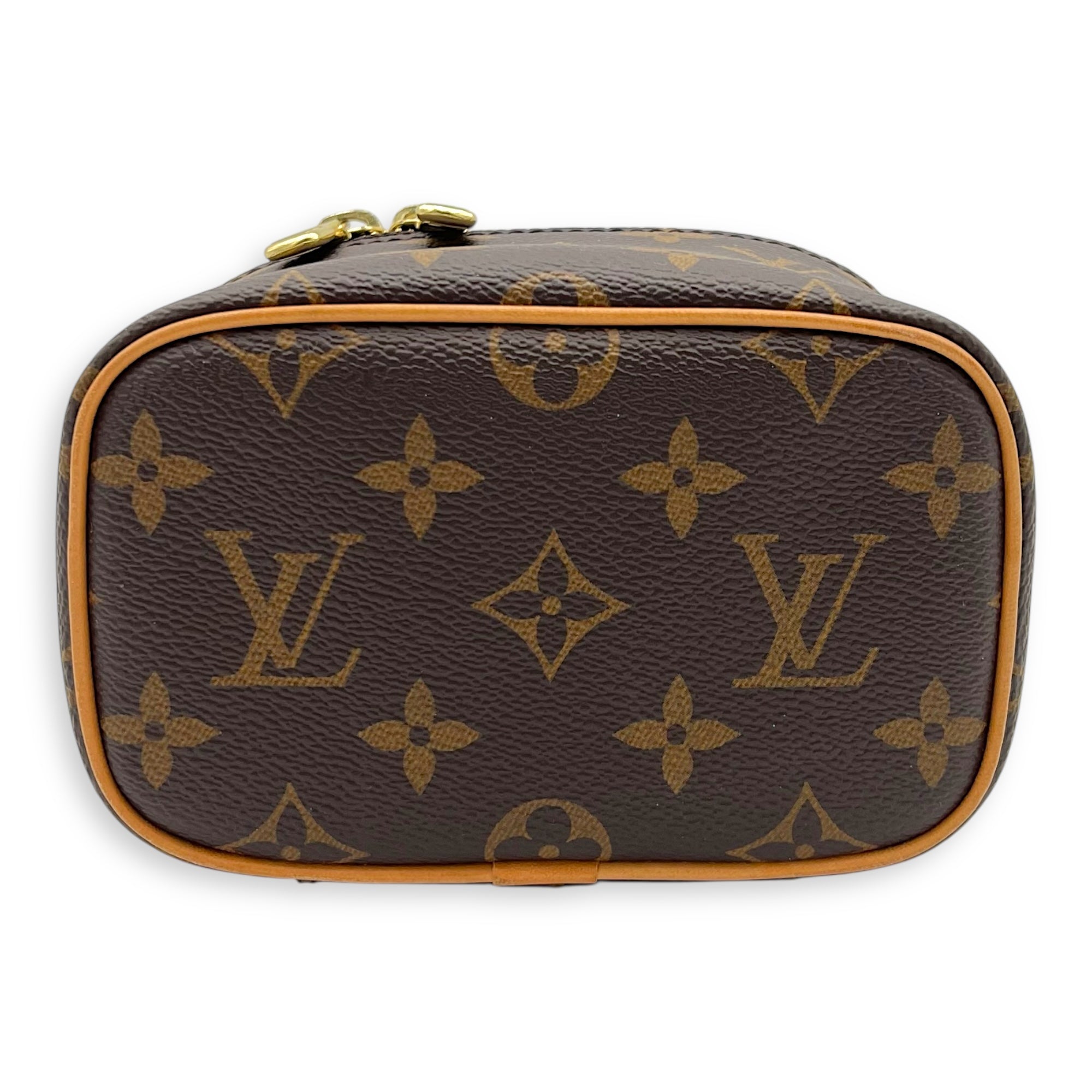 Nice Top Handle Bag Nano Brown in Monogram Coated Canvas, Gold hardware - Image 6